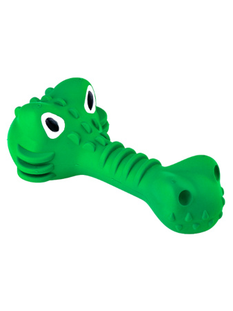 Игрушка Mr.Kranch для собак Крокодил с пищалкой 18 см зеленая с ароматом курицы фото в интернет-магазине SHOP-GROOM.ru